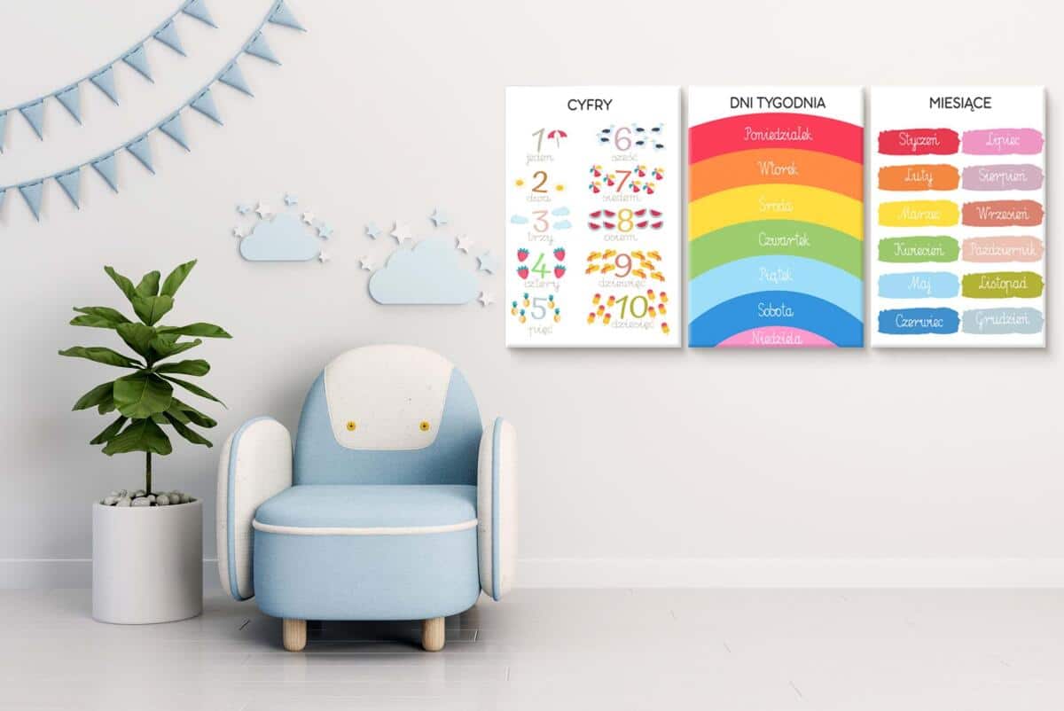 Edukacyjne Obrazy dla dzieci, do przedszkola- Nauka Cyfr, Dni tygodnia i Miesięcy metodą Montessori 82160 - zdjęcie 3