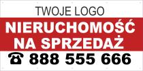 Baner reklamowy SPRZEDAM dla biur i agentów nieruchomości z logo i numerem telefonu