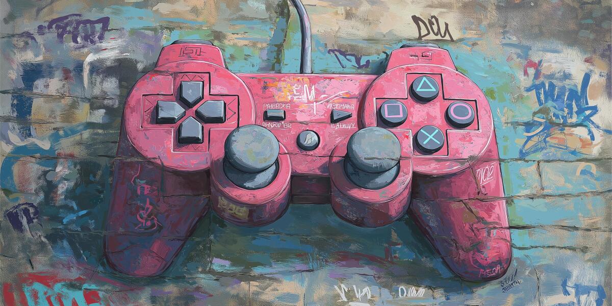 Fototapeta w stylu Street Art | Graffiti na ścianę- Różowy Pad do gry | Młodzieżowa Tapeta dla gracza 82165 - zdjęcie 3