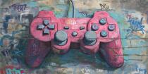 Fototapeta w stylu Street Art | Graffiti na ścianę- Różowy Pad do gry | Młodzieżowa Tapeta dla gracza 82165 - miniaturka 3