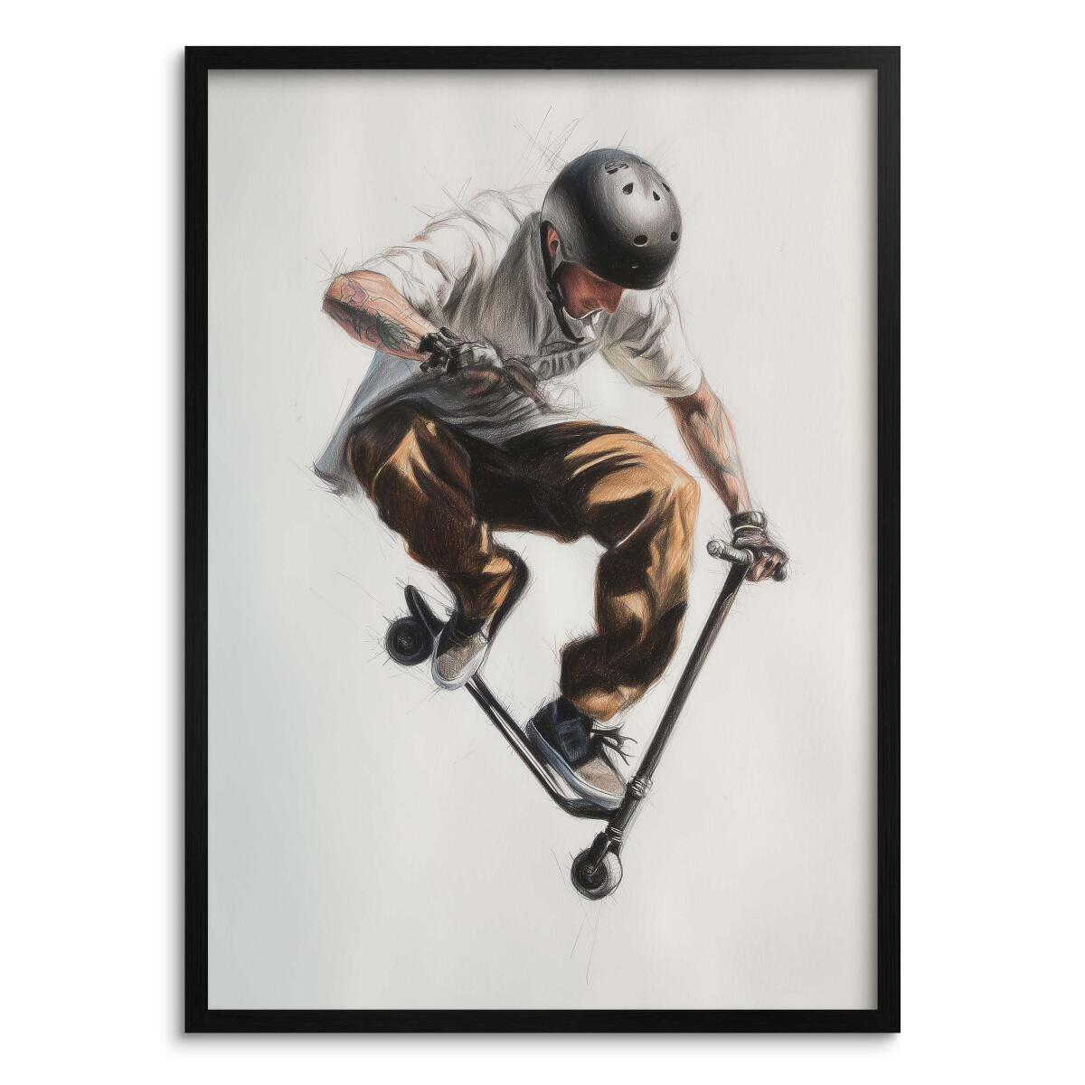 Plakat urban style – Skater na hulajnodze | Nowoczesna dekoracja do pokoju młodzieżowego 82195 - zdjęcie 1