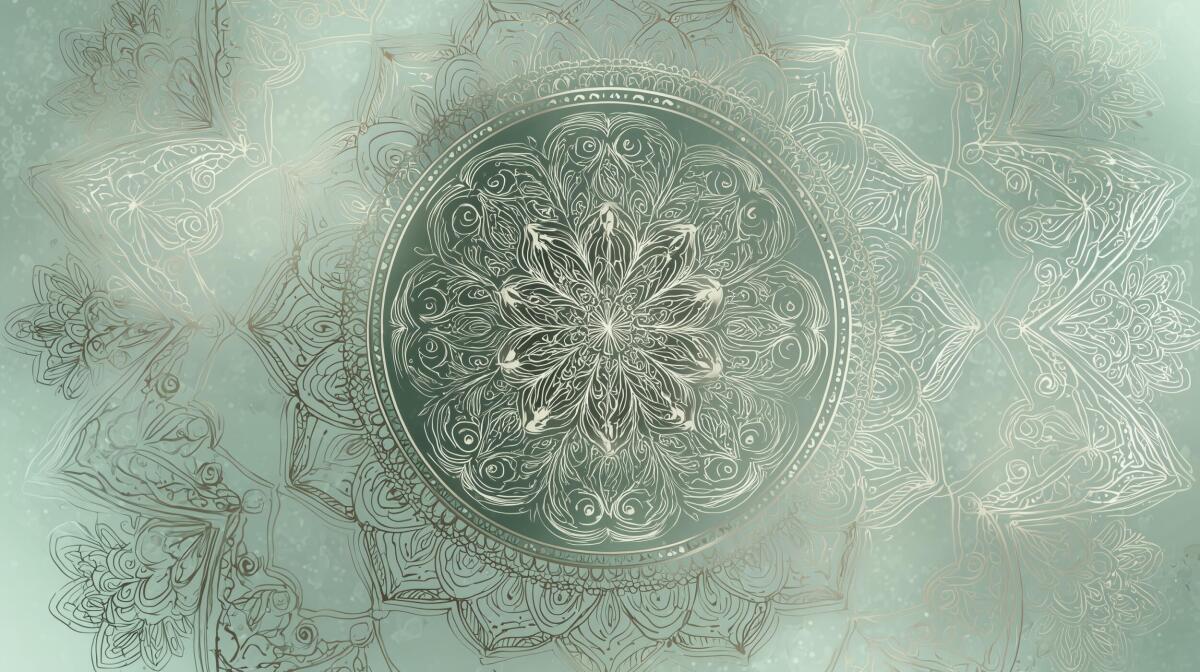 Relaksacyjna Fototapeta z Mandalą w Odcieniach Zieleni i Turkusu | Orientalny, Geometryczny wzór 82148 - zdjęcie 4