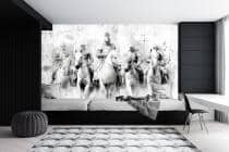 Czarno-biała Fototapeta dla gracza- Rycerze w zbrojach | Młodzieżowa Tapeta na ścianę szkic, motyw fantasy 82312 - miniaturka 3