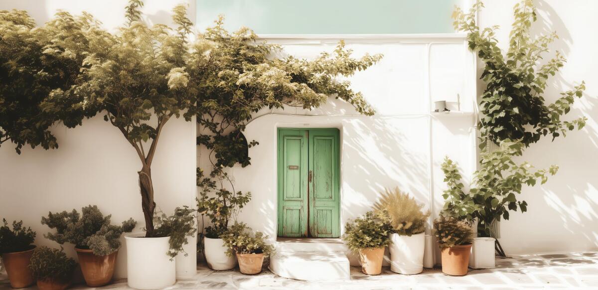 Fototapeta do salonu- Grecka uliczka | Śródziemnomorski ogród- dekoracja ścienna 82105 - zdjęcie 4