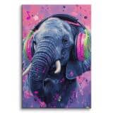 Designerski obraz na płótnie- Kolorowy słoń w słuchawkach | Dekoracja do pokoju młodzieżowego O94125 - miniaturka 1