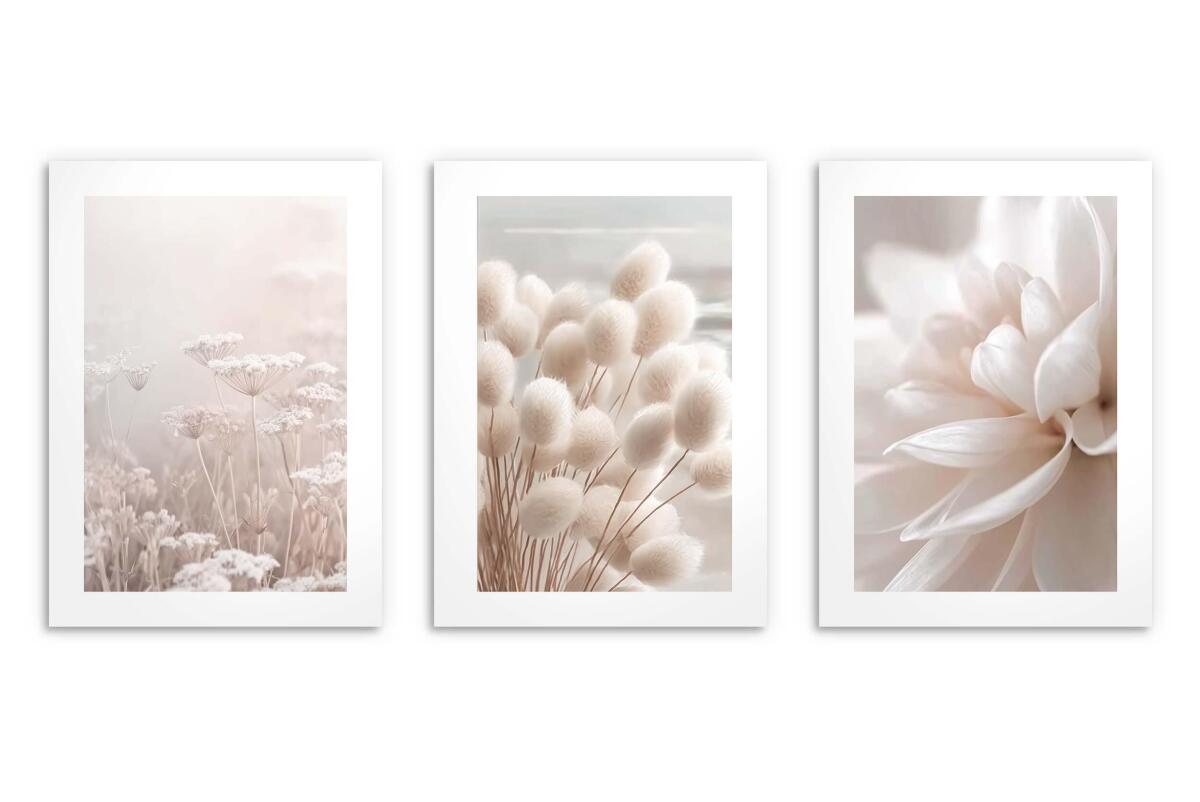 Plakaty Kwiaty Boho | Jasna, Kremowa Dekoracja ścienna do wnętrz w stylu scandi 82217 - zdjęcie 8