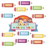 Naklejki na gazetkę szkolną, drzwi- Zasady w Naszej Klasie | Dekoracje do szkoły, klasy 66777 - miniaturka 1