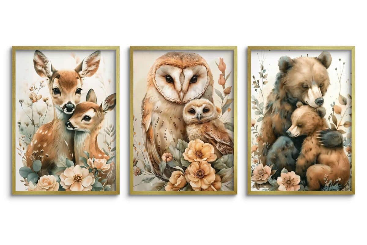 Urocze Plakaty do pokoju dziecka- leśne zwierzątka | Zestaw Obrazków dziecięcych w stylu skandynawskim, boho 82142 - zdjęcie 7