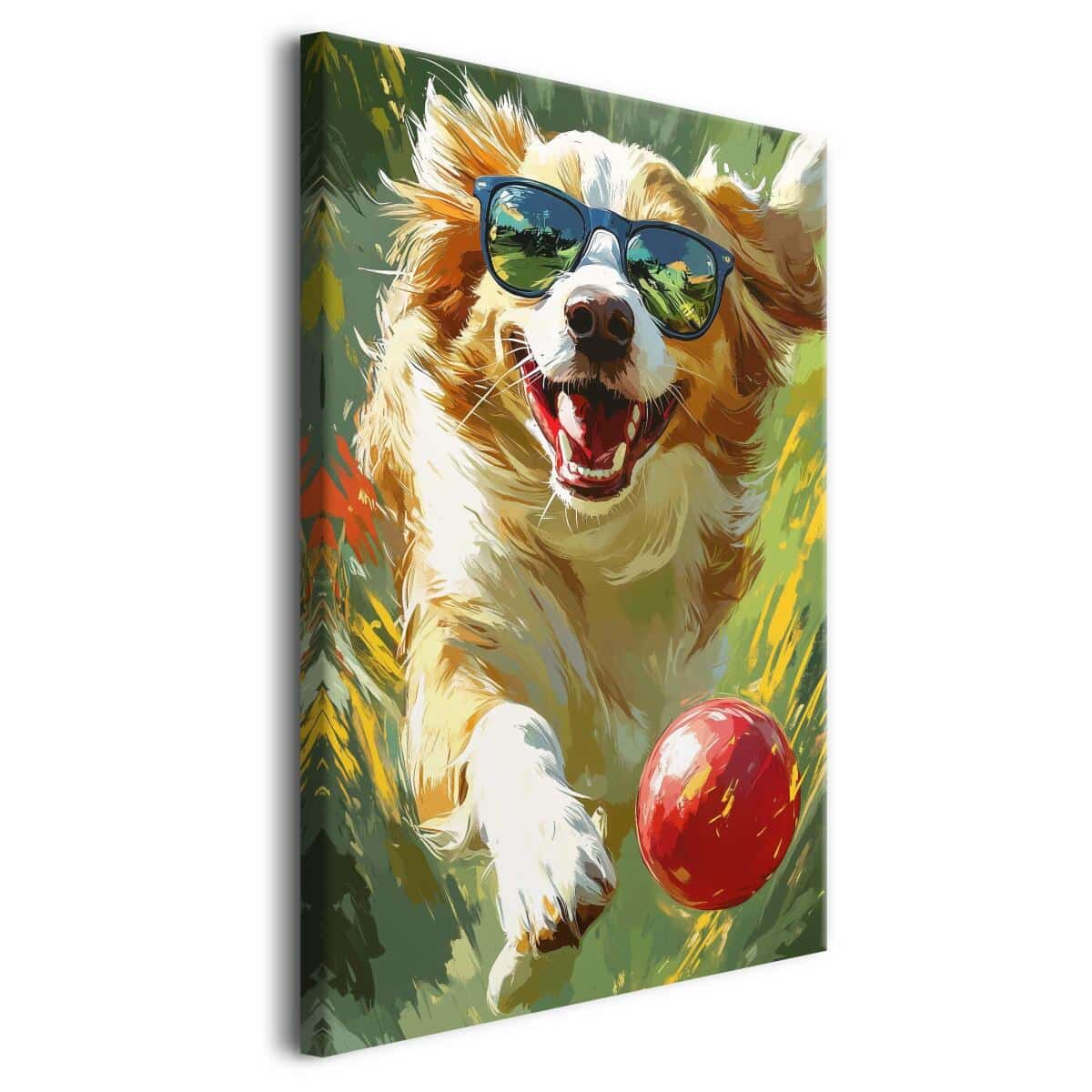 Obraz młodzieżowy – Pies w okularach z piłką | Kolorowa dekoracja na ścianę do pokoju dziecka i nastolatka O94213 - zdjęcie 2