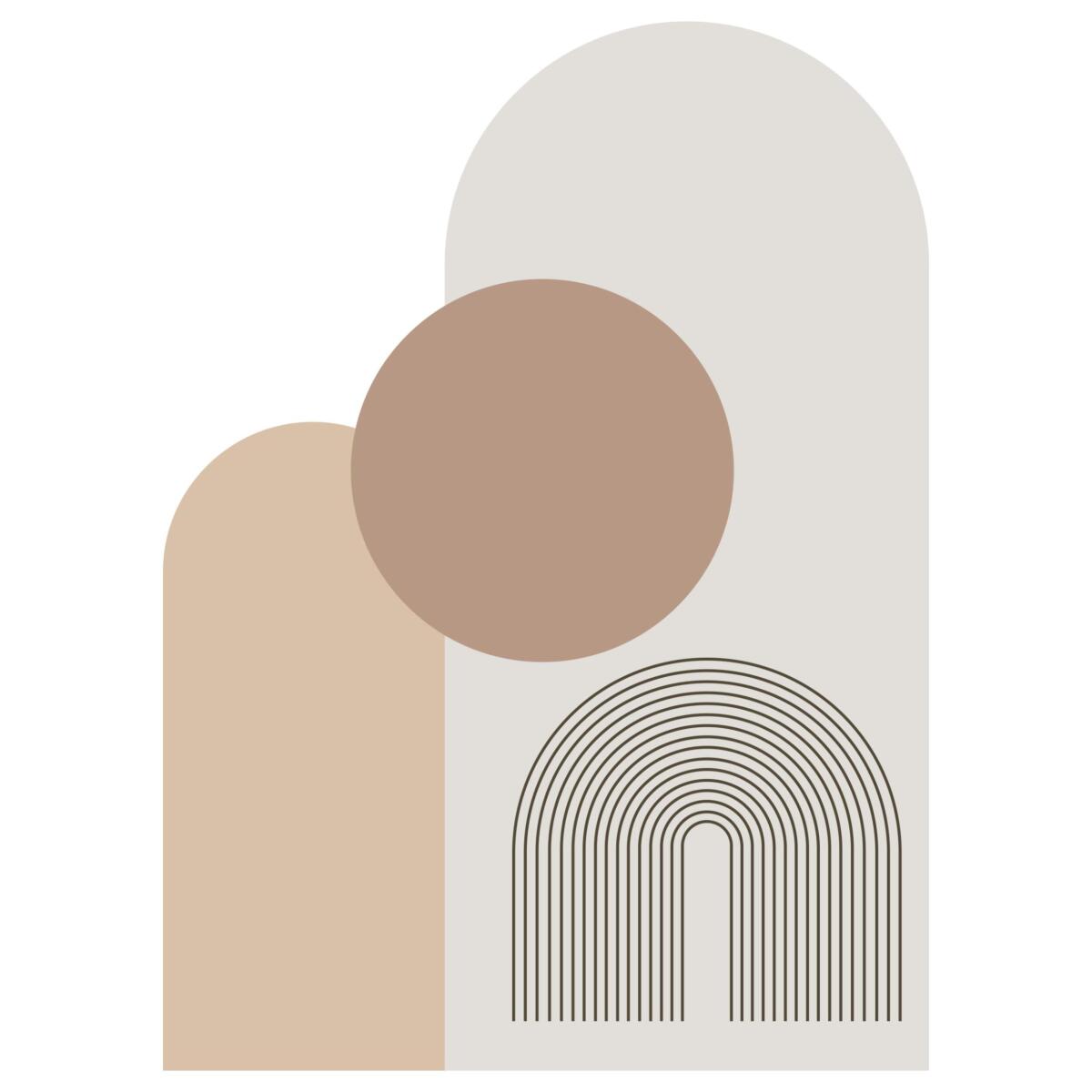 Dekoracyjna Naklejka na ścianę w stylu boho- Geometryczne Kształty | Beżowa dekoracja do salonu, sypialni T66779 - zdjęcie 6