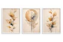Beżowe Plakaty- Abstrakcyjne Liście, Rośliny | Obrazy na ścianę Akwarela | Elegancka Dekoracja do wnętrz Boho 94026 - miniaturka 6