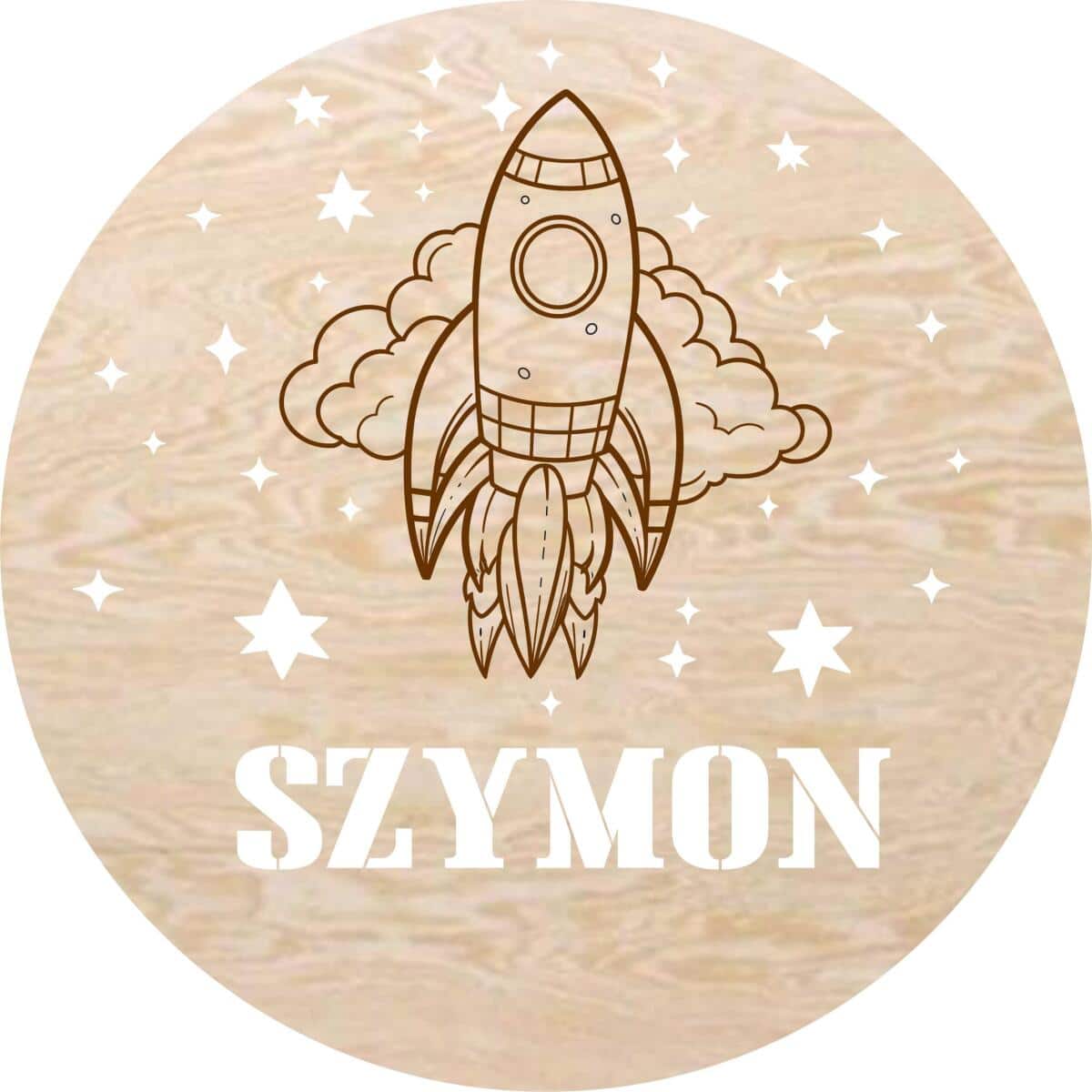 Drewniana Lampka LED Rakieta | Lampka z Imieniem dla Dziecka | Oświetlenie Nocne do Pokoju Malucha 82280 - zdjęcie 1