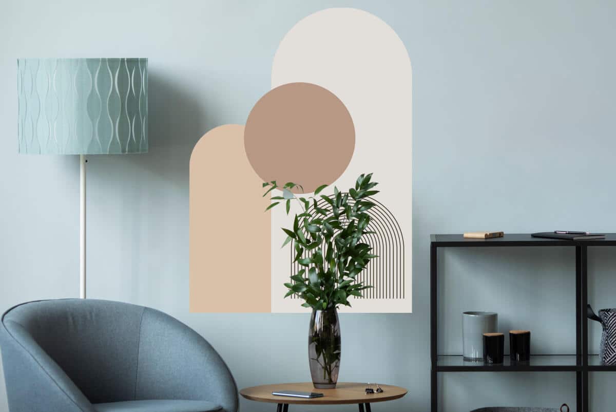 Dekoracyjna Naklejka na ścianę w stylu boho- Geometryczne Kształty | Beżowa dekoracja do salonu, sypialni T66779 - zdjęcie 4