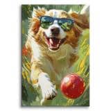 Obraz młodzieżowy – Pies w okularach z piłką | Kolorowa dekoracja na ścianę do pokoju dziecka i nastolatka O94213 - miniaturka 1