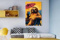 Kolorowy Obraz na płótnie- Leniwiec na wakacjach | Zabawna dekoracja do pokoju młodzieżowego O94127 - miniaturka 4