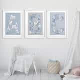 Błękitne Plakaty- Litery i Kwiaty w stylu boho | Obrazy na ścianę do Pokoju dziecięcego 82287 - miniaturka 4