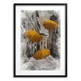 Elegancki, Plakat z Miejskim Pejzażem i Żółtymi Parasolami | Klimatyczna Uliczka w Akwareli 82311 - miniaturka 1