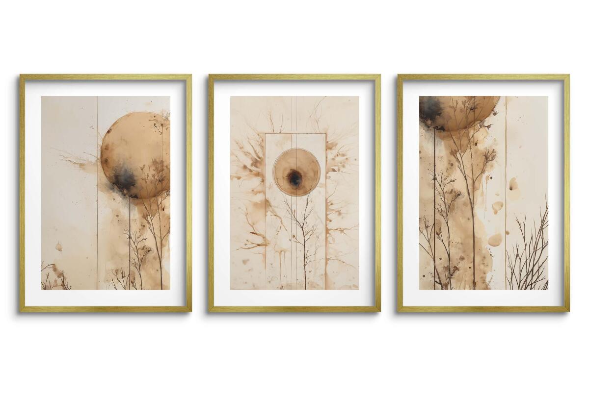 Beżowe Plakaty do salonu, sypialni w stylu skandynawskim | Minimalistyczne Obrazy na ścianę- akwarelowe kształty 82199 - zdjęcie 5
