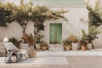 Fototapeta do salonu- Grecka uliczka | Śródziemnomorski ogród- dekoracja ścienna 82105 - miniaturka 1