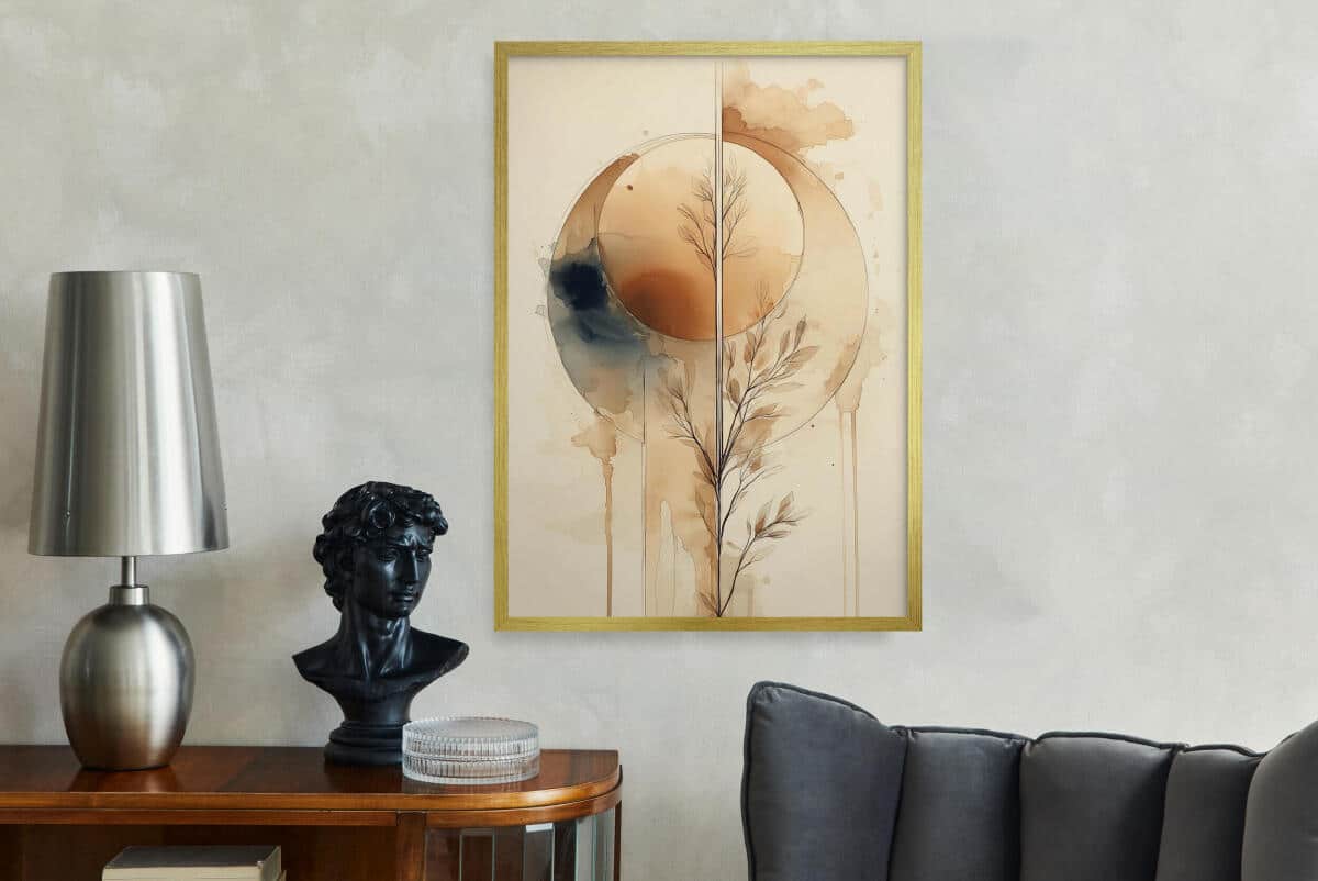 Plakat do Salonu Boho i Minimalizm | Abstrakcyjny Wzór Akwarela | Beżowy Obraz na ścianę 82201