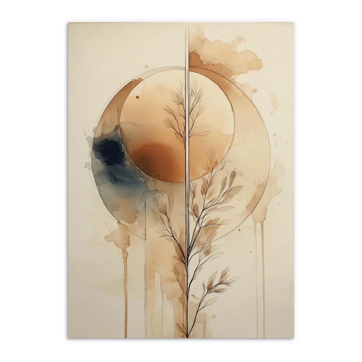 Plakat do Salonu Boho i Minimalizm | Abstrakcyjny Wzór Akwarela | Beżowy Obraz na ścianę 82201 - zdjęcie 7