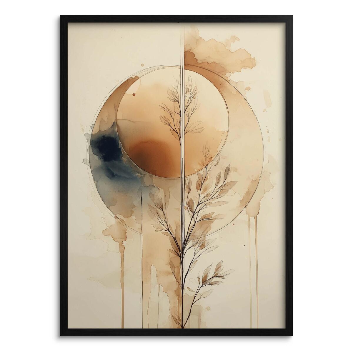 Plakat do Salonu Boho i Minimalizm | Abstrakcyjny Wzór Akwarela | Beżowy Obraz na ścianę 82201 - zdjęcie 6