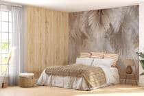 Elegancka Fototapeta z Motywem Liści Palmowych | Beżowo-Kremowa Dekoracja do wnętrz Boho 82246 - miniaturka 2