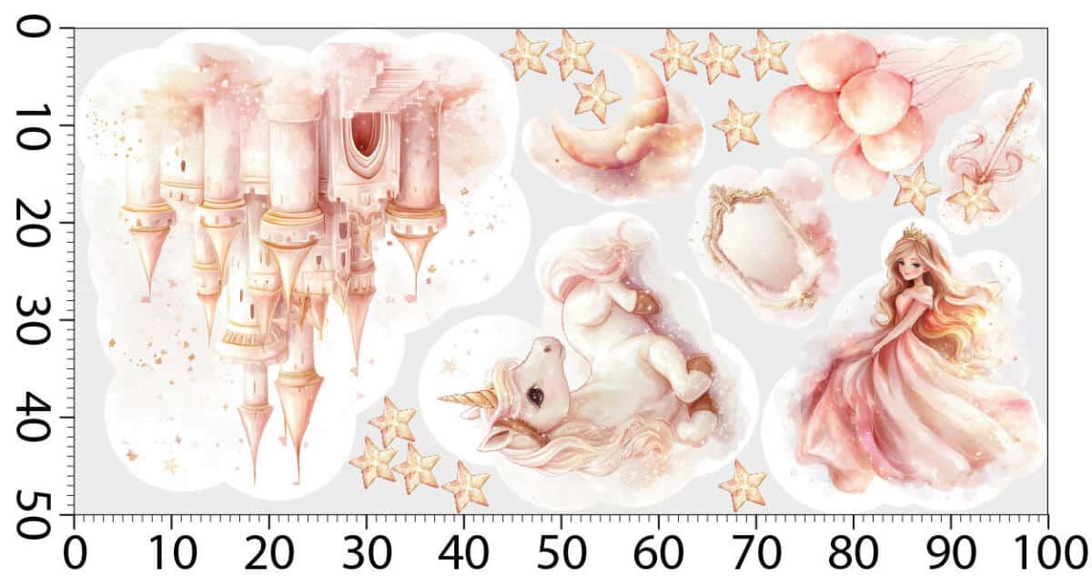 Różowe Naklejki dla dziewczynki – Księżniczka, Zamek, Jednorożec T42170 - zdjęcie 5