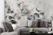 Fototapeta roślinna w odcieniach szarości i zieleni- liście eukaliptusa | Tapeta botaniczna do salonu 82110 - miniaturka 2