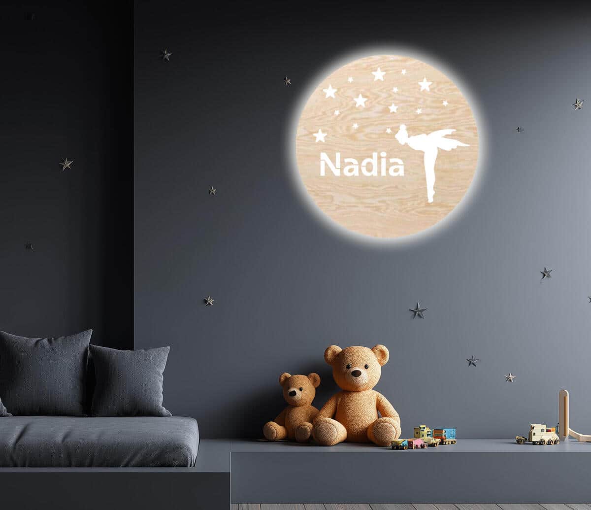 Lampka Nocna do pokoju dziewczynki | Okrągła Lampka LED z imieniem dziecka- Baletnica 82276 - zdjęcie 3