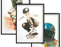 Młodzieżowe Plakaty Street Style- Skateboard | Akwarelowy Tryptyk na ścianę z motywem deskorolki 82198