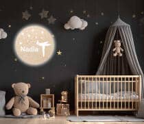 Lampka Nocna do pokoju dziewczynki | Okrągła Lampka LED z imieniem dziecka- Baletnica 82276 - miniaturka 2