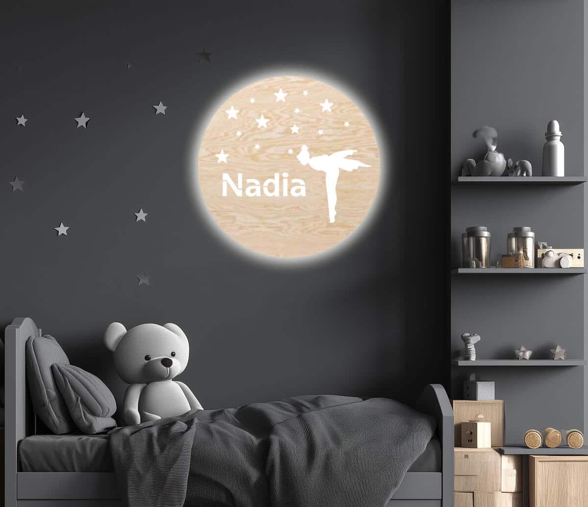 Lampka Nocna do pokoju dziewczynki | Okrągła Lampka LED z imieniem dziecka- Baletnica 82276 - zdjęcie 4