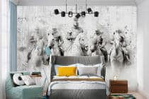 Czarno-biała Fototapeta dla gracza- Rycerze w zbrojach | Młodzieżowa Tapeta na ścianę szkic, motyw fantasy 82312 - miniaturka 1