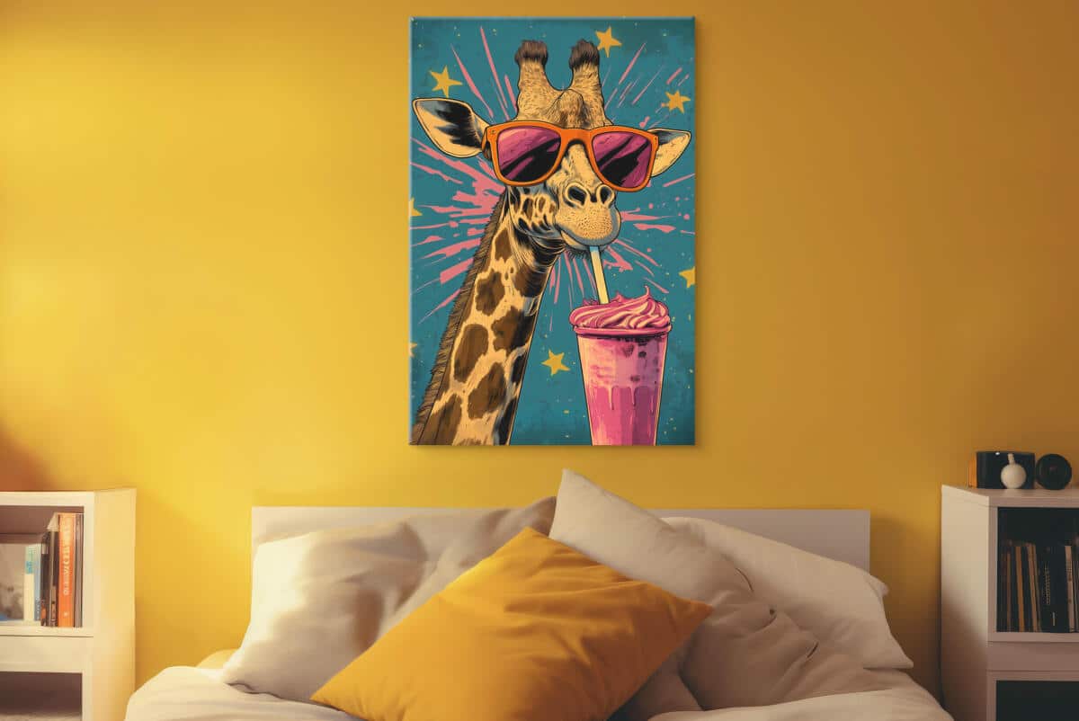 Nowoczesny obraz na płótnie – Śmieszna żyrafa w okularach | Dekoracja do pokoju nastolatki O94124 - zdjęcie 4