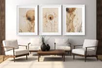 Beżowe Plakaty do salonu, sypialni w stylu skandynawskim | Minimalistyczne Obrazy na ścianę- akwarelowe kształty 82199 - miniaturka 3