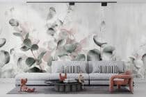 Fototapeta roślinna w odcieniach szarości i zieleni- liście eukaliptusa | Tapeta botaniczna do salonu 82110 - miniaturka 1