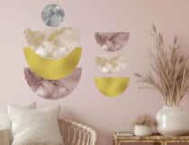 Nowoczesna naklejka na ścianę z efektem marmuru i złota | Oryginalna dekoracja ścienna do salonu, biura T66781 - miniaturka 1