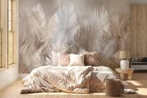 Fototapeta Roślinna w Odcieniach Beżu- Subtelne Liście | Kremowa Tapeta do sypialni 82247 - miniaturka 1