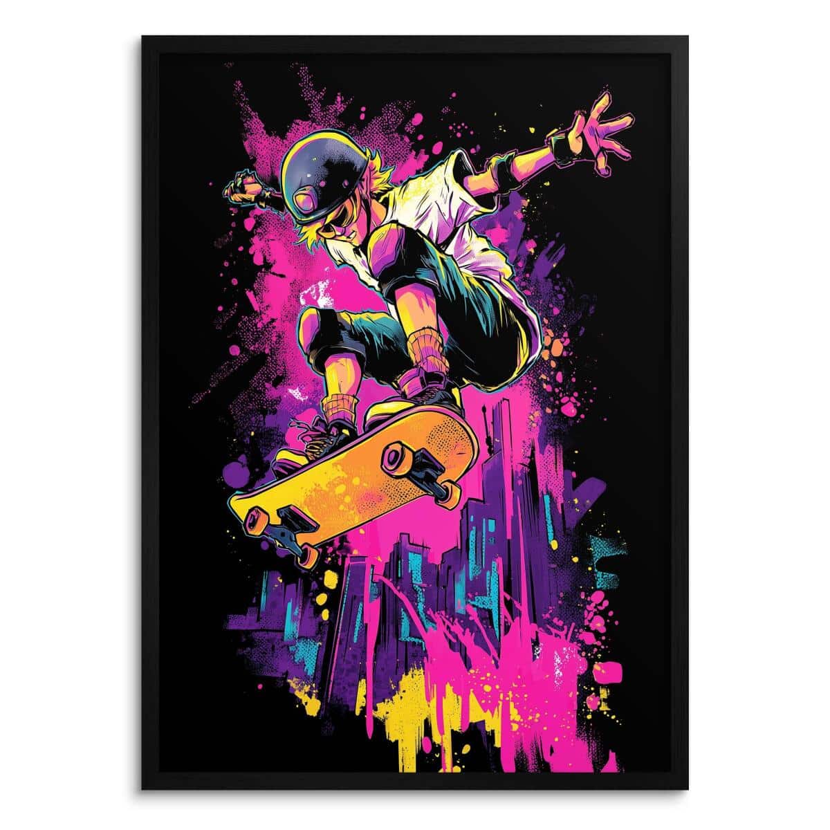 Plakat Pop Art- Neonowy Skater i deskorolka | Kolorowy, Nowoczesny Obraz dla Nastolatków 82194 - zdjęcie 6