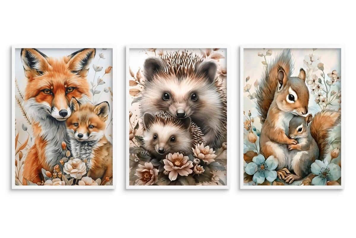 Dekoracja do pokoju dziecka, przedszkola, żłobka | Bajkowe Plakaty dla dzieci- Liski, Jeże, Wiewiórki 82143 - zdjęcie 5