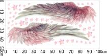 Pastelowa Naklejka na Ścianę- Różowe skrzydła i Gwiazdki | Bajkowa Dekoracja do Pokoju Dziewczynki, nastolatki T82264 - miniaturka 5