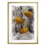 Elegancki, Plakat z Miejskim Pejzażem i Żółtymi Parasolami | Klimatyczna Uliczka w Akwareli 82311 - miniaturka 6