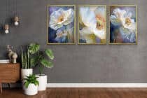 Nowoczesne Plakaty z Kwiatami – Tryptyk Akwarela Białe Maki | Elegancka Dekoracja Ścienna do Salonu i Sypialni 82141 - miniaturka 2