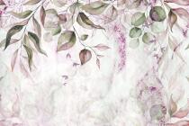 Fototapeta w odcieniach zieleni i różu- Wiszące kwiaty i liście | Romantyczna dekoracja do sypialni 82250 - miniaturka 4