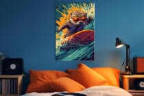 Zabawny Obraz do Pokoju dziecka, nastolatka- Wydra na Fali | Młodzieżowa dekoracja na ścianę O94199 - miniaturka 5