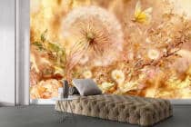 Delikatna Fototapeta w stylu akwarelowym- dmuchawiec w złotych odcieniach 51042 - miniaturka 2