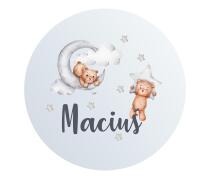 Urocza Tabliczka z Imieniem – Miś, Gwiazdki i Chmurki | Pastelowa Dekoracja dla Chłopca, do Pokoju Niemowlaka 82288 - miniaturka 1