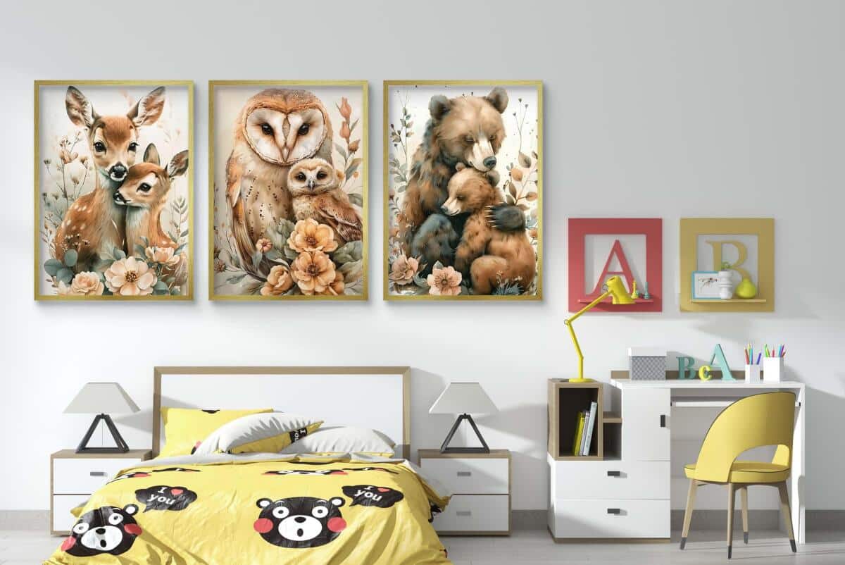 Urocze Plakaty do pokoju dziecka- leśne zwierzątka | Zestaw Obrazków dziecięcych w stylu skandynawskim, boho 82142 - zdjęcie 3