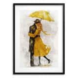 Plakat do sypialni- Para pod Żółtym Parasolem | Romantyczna Dekoracja Ścienna | Obraz Akwarela 82310 - miniaturka 6